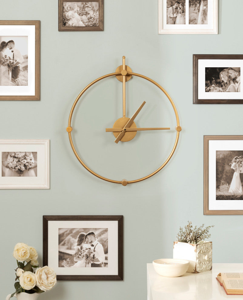 Lidor Metal Wall Clock, Gold, 22x25