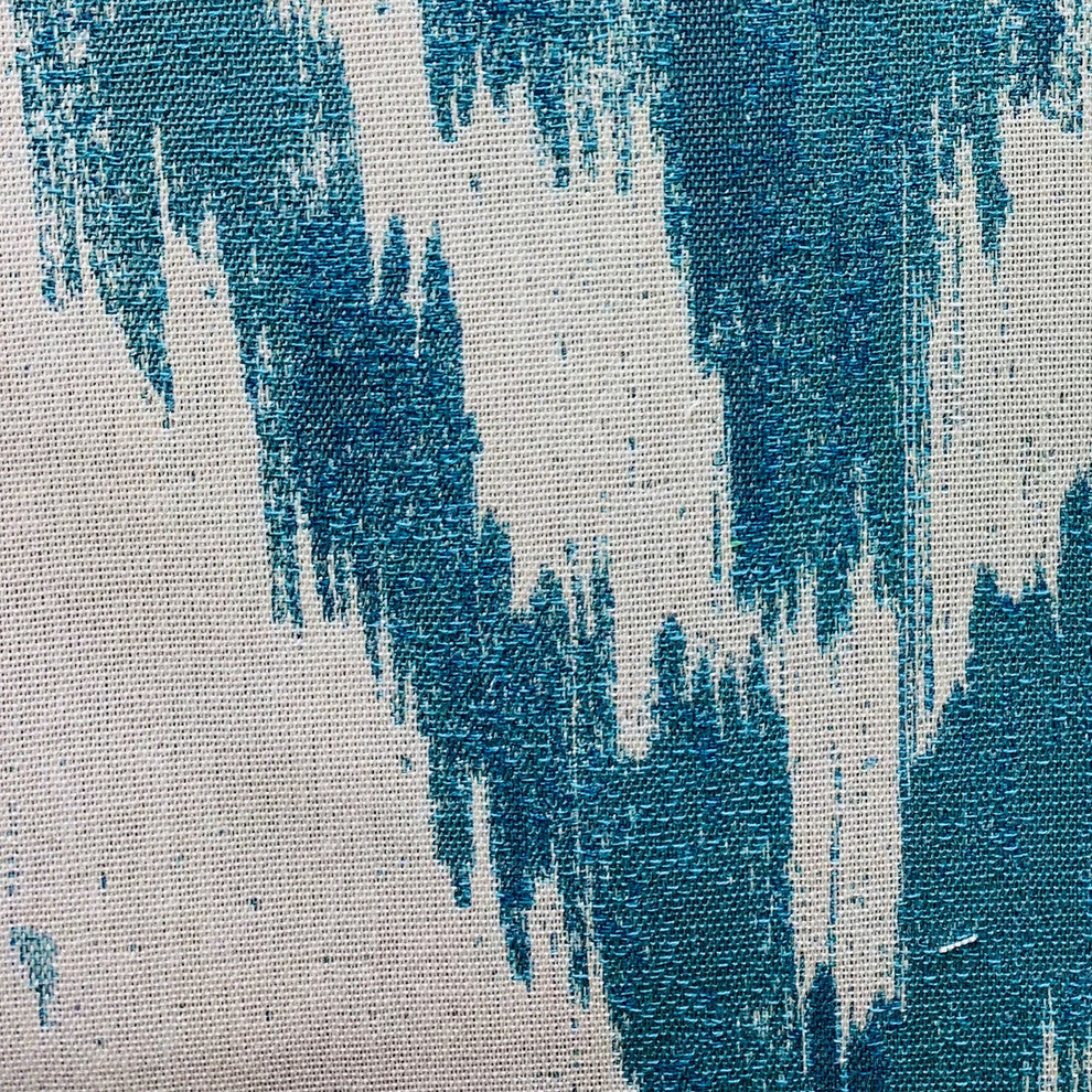 Plutus Teal Avalanche Blue Ikat Luxury Outdoor/Indoor Throw Pillow, 12"x20"