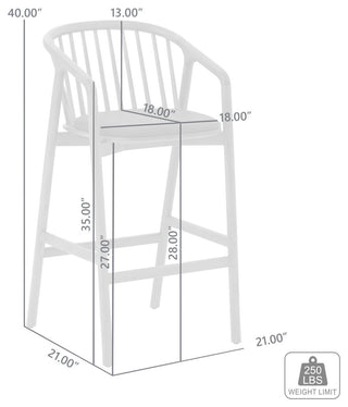 Echo, Walnut Wood/Black Faux Leather, Bar Stool, 30", Single