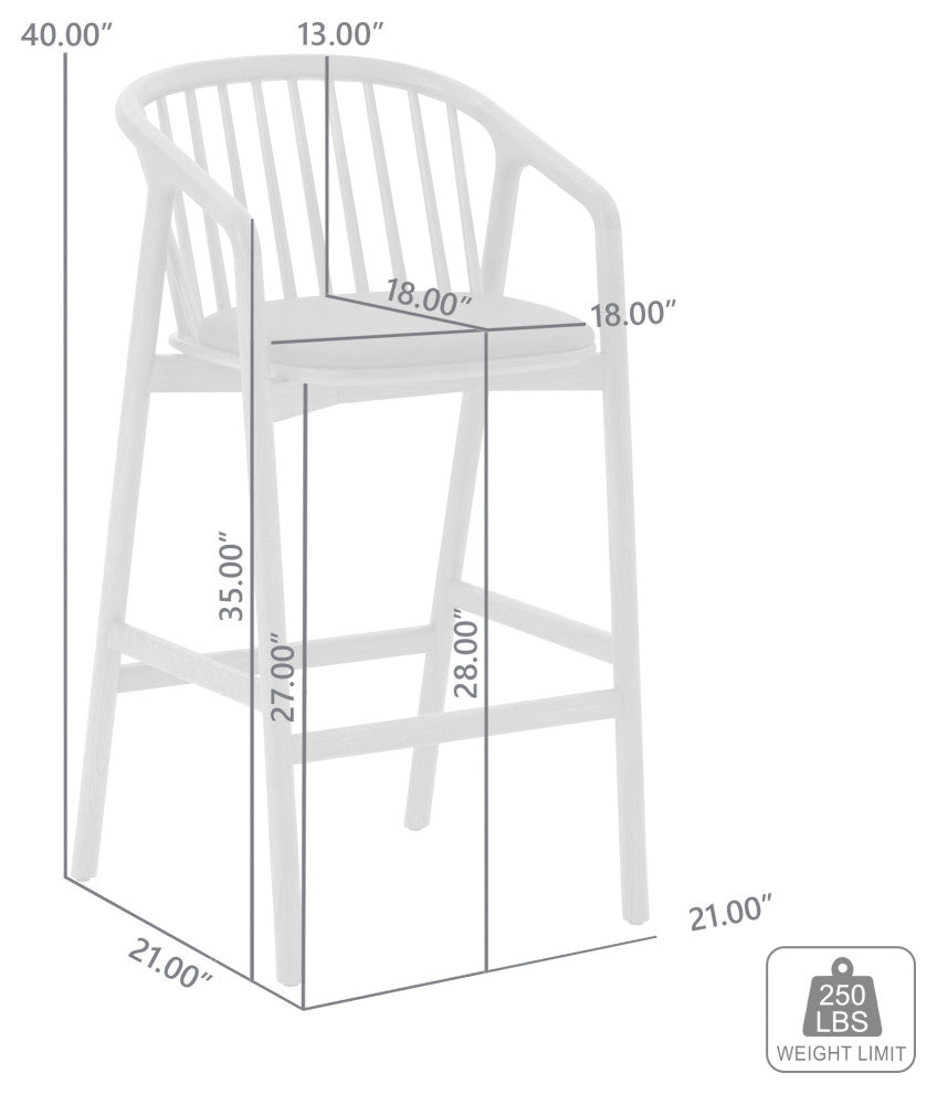 Echo, Walnut Wood/Black Faux Leather, Bar Stool, 30", Single