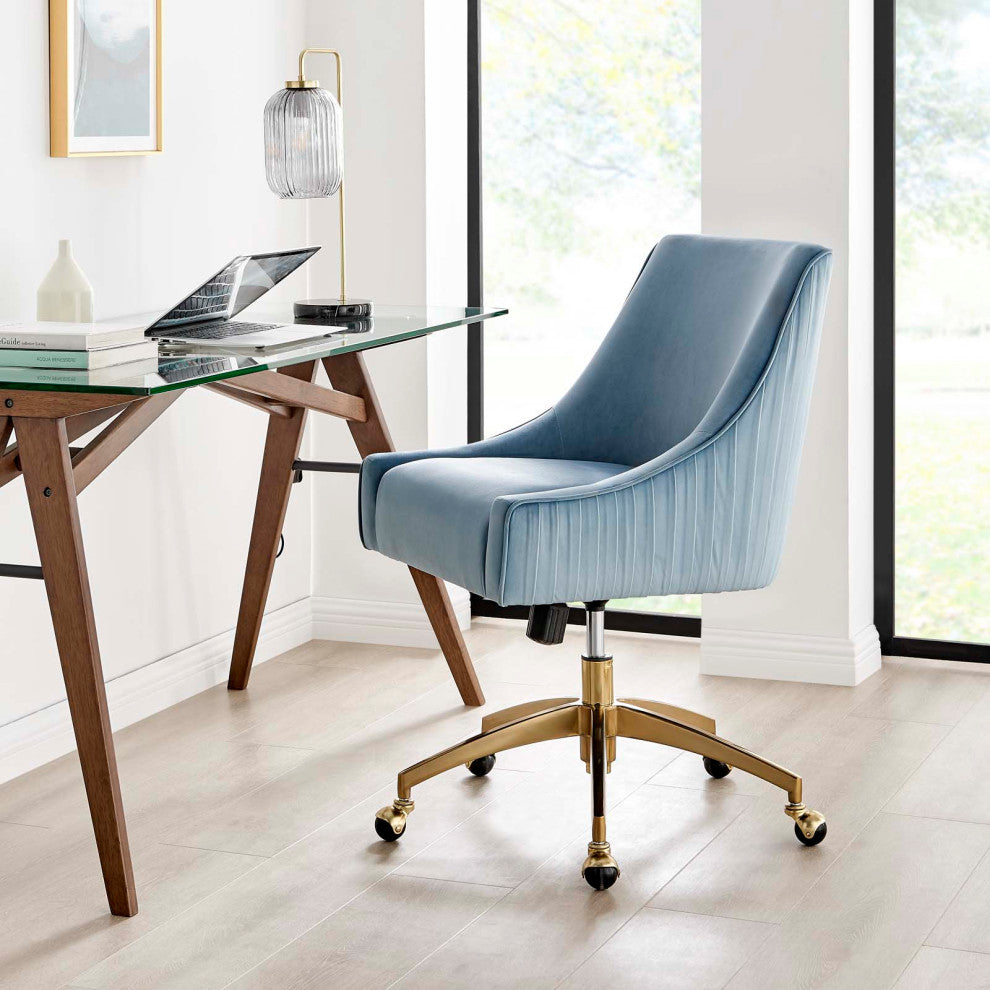 Discern Performance Velvet Office Chair, Light Blue