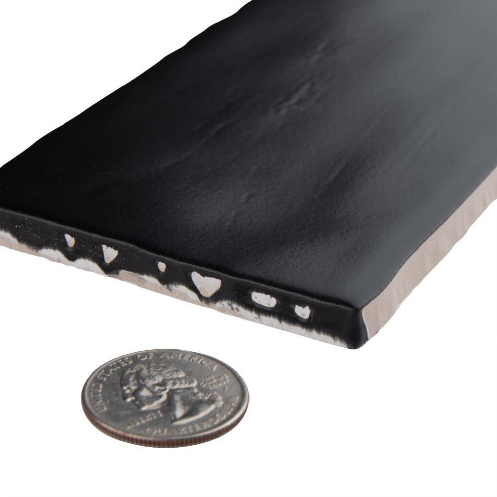 Castillo 3" x 12" Ceramic Wall Tile, Matte Black