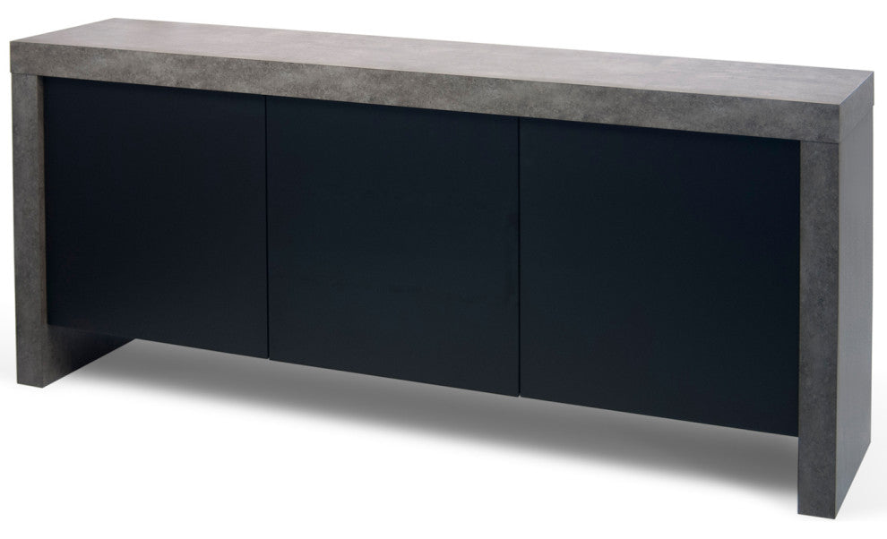 Contemporary Rustic Faux Concrete 3 Door Sideboard