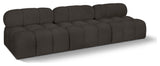 Ames Boucle Fabric Modular Sofa, Brown, 3-Piece: 3 Armless Chair
