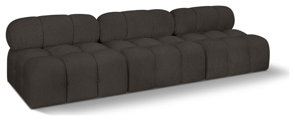 Ames Boucle Fabric Modular Sofa, Brown, 3-Piece: 3 Armless Chair