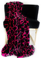 Pink Black Plush Faux Fur Luxury Throw Blanket, Throw 36Wx60L