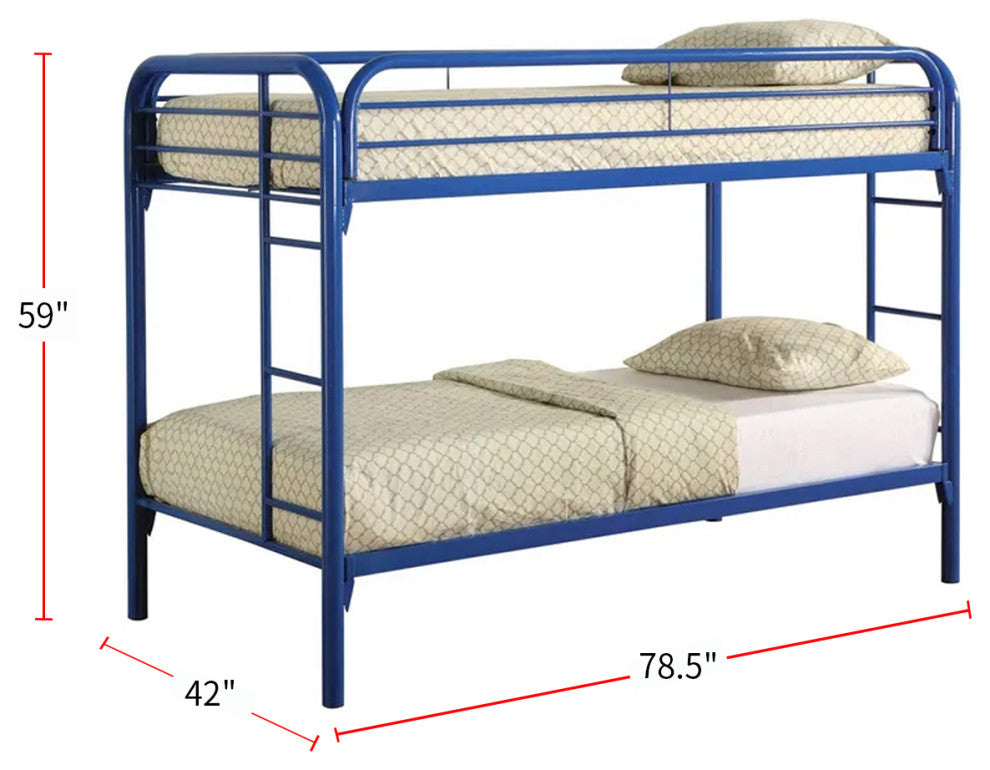 Twin Over Twin Bunk Bed, Blue