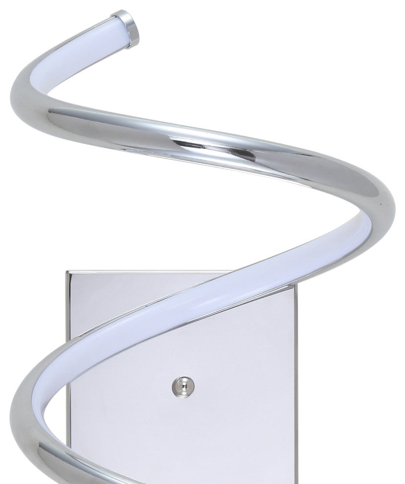 Scribble 7" Modern Metal Integrated LED Vanity Light Sconce, Chrome