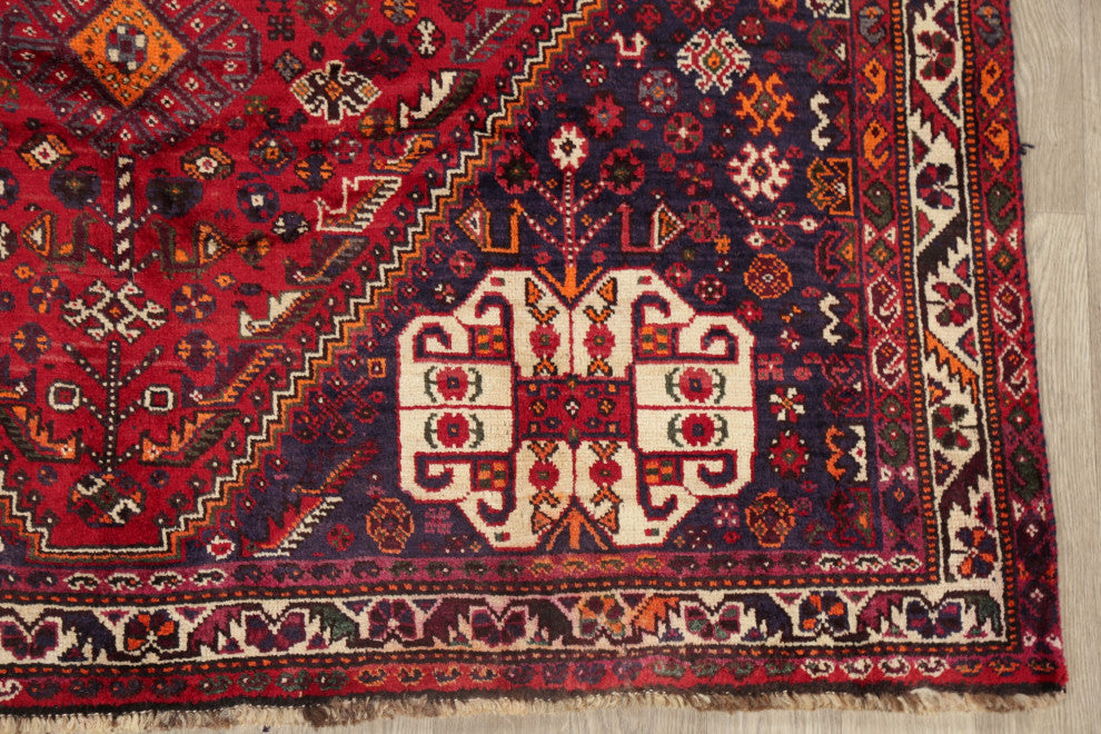 Consigned, Persian Antique Oriental Traditional Hand-Knotted Area Rug, Red, 7x9