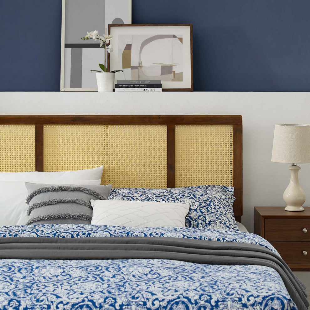Headboard, King Size, Wood, Brown Walnut, Modern Mid-Century, Bedroom Master