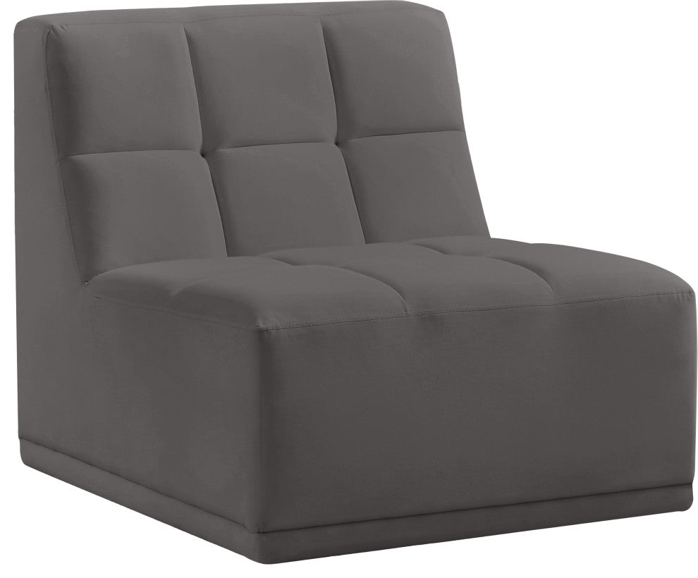 Relax Velvet Upholstered Armless Chair, Grey