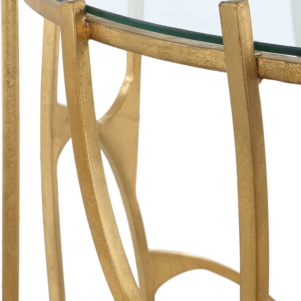 Uttermost 22894 22"W Glass and Iron End Table - Gold