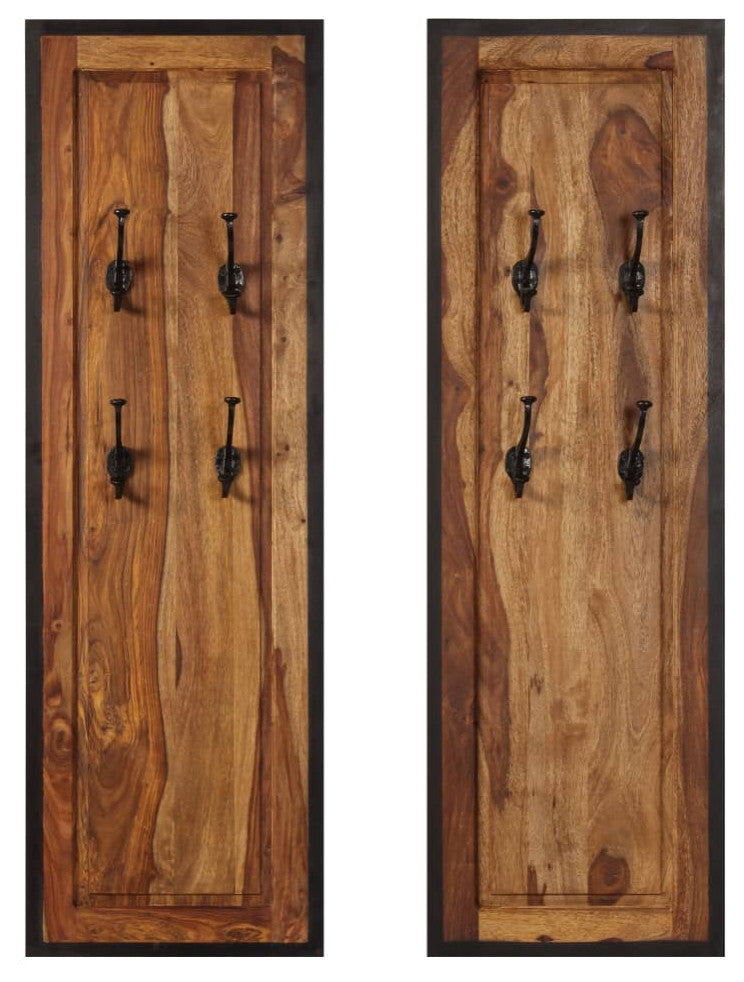 vidaXL Coat Racks Coat Hook for Towel Hook Rack Rail 2 Pcs Solid Sheesham Wood
