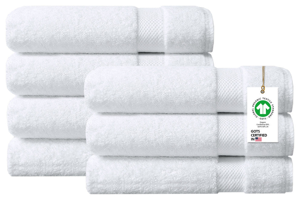 Organic 100% Cotton 650 GSM Feather Touch Quick Dry Bath Towel, White, Pack of 7