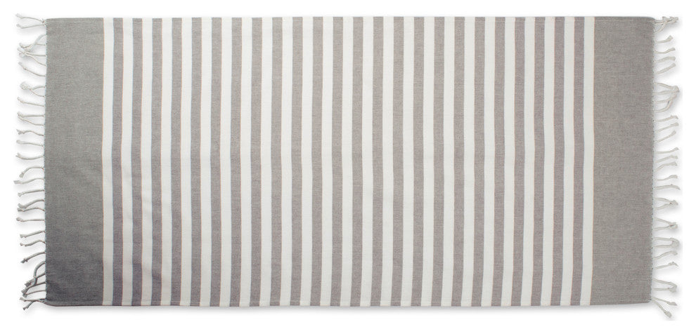 Gray 1 Inch Stripe Fouta Towel