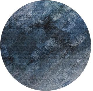 Premium Machine Washable Mayfield AMF590 Blue 8' x 8' Round Rug