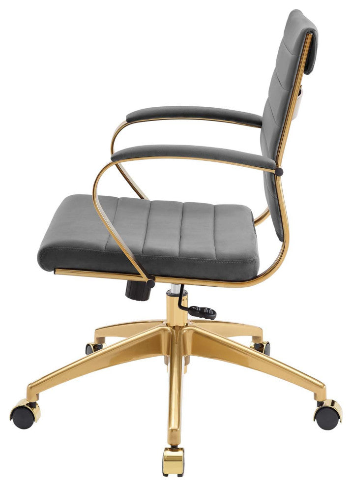 Computer Work Desk Chair, Velvet, Gray, Modern, Home Business Office