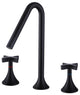 Deck Mounted Dual Cross Handles Bathroom Sink Faucet, Matte Black