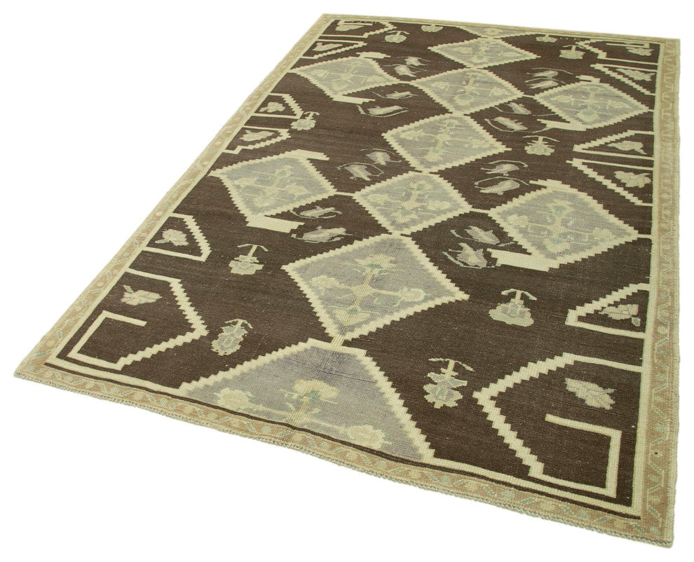 Rug N Carpet - Handmade Turkish 4' 10'' x 7' 4'' One-of-a-Kind Wool Rug