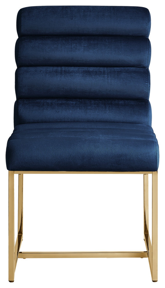 Inspired Home Maddyn Dining Chair, Velvet Navy/Gold