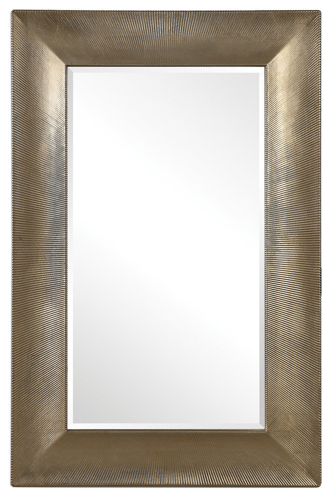 Ribbed Champagne Oversize 60" Wall Mirror, Silver Gold Textured Classic Large