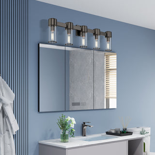 Livex Lighting Quincy 5-Light Black Chrome Large Vanity Sconce