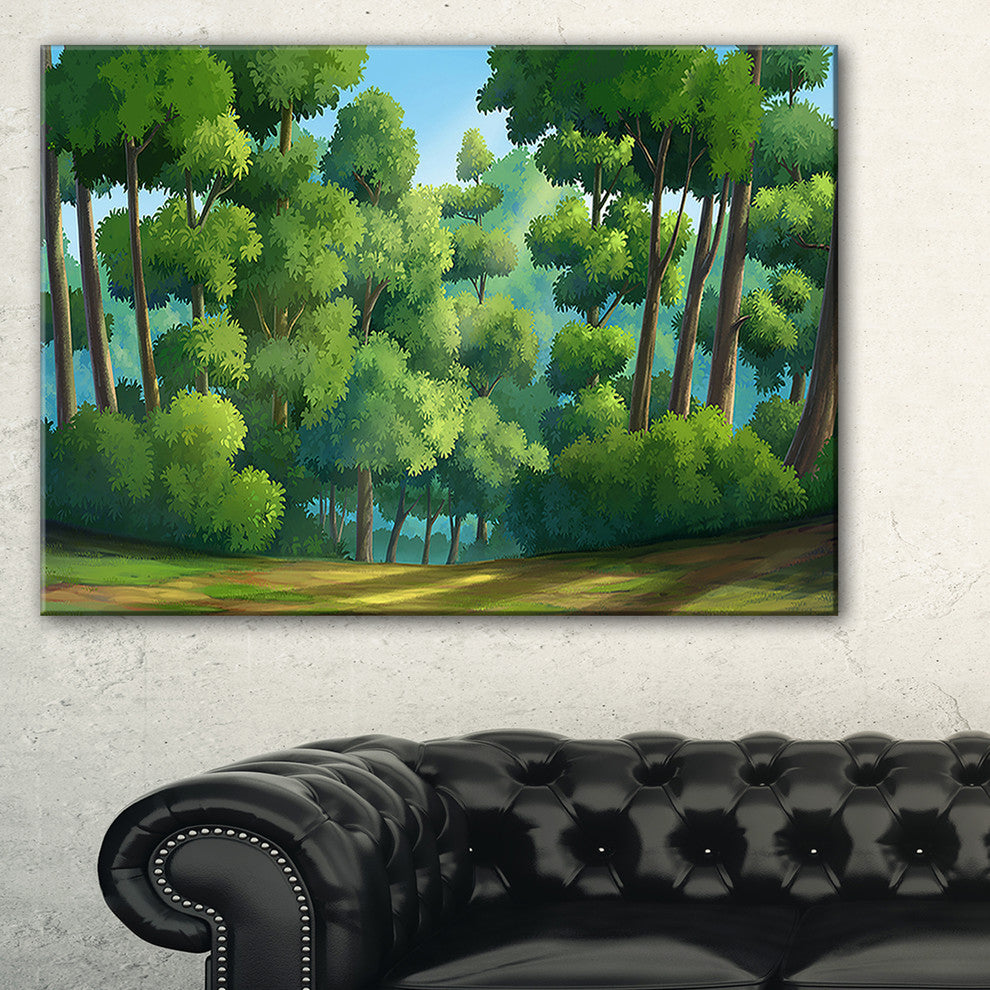 "Green Jungle With Dense Trees" Landscape Wall Art Print, 32"x16"