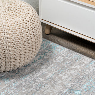 Tidal Modern Strie' Area Rug, Gray/Turquoise, 5 X 8