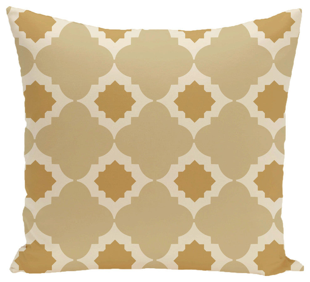 Medina Geometric Print Pillow, Gold, 16"x16"