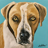 "Dog Painting Lover Boy" Painting Print, Wrapped Canvas, 32"x32"