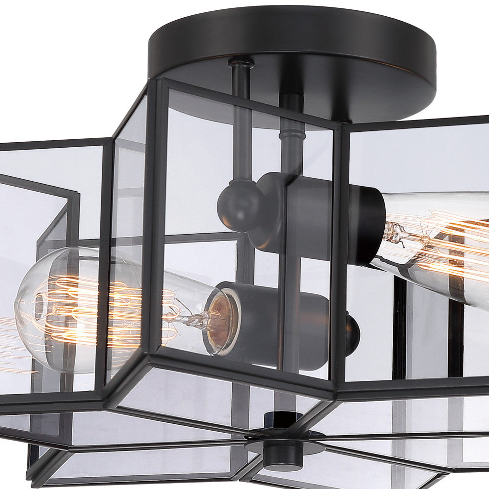2 Light 16.14'' Unique/Statement Star Semi Flush Mount, Grey