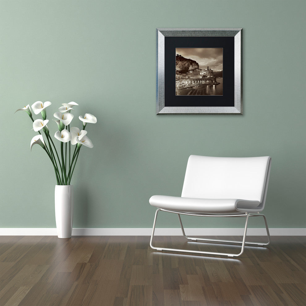 Alan Blaustein ''Atrani I'' Art, Silver Frame, Black Mat, 16x16