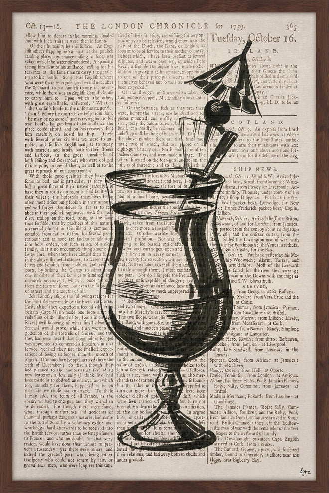 "Tropical Cocktail" Framed Painting Print, 16"x24"