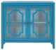 Wood Double Glass Door Accent Cabinet, Blue, 34" X 15"