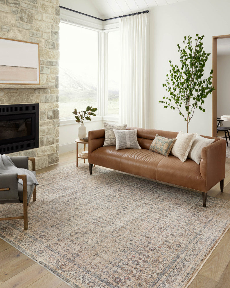 Angela Rose x Loloi Blake Beige / Denim 5''-3" x 5''-3" Round Area Rug