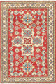 Kazak Oriental Traditional Hand Made Pakistani Area Rug, Red, 4'11"x3'4