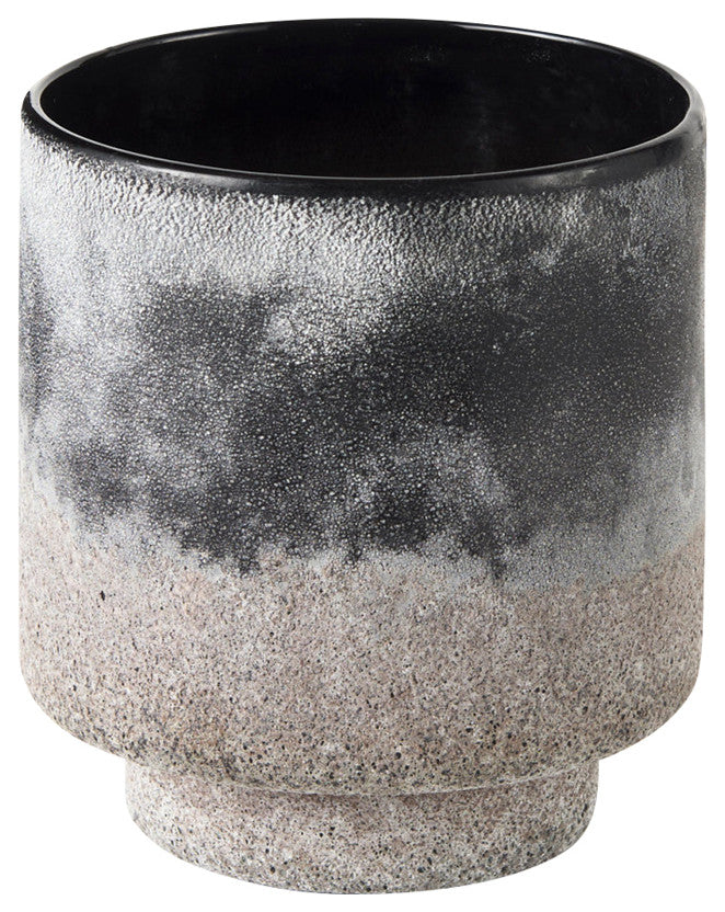 Squally 6.0Lx6.0Wx6.4H Black/Brown Ceramic Ombre Textured Small Vase