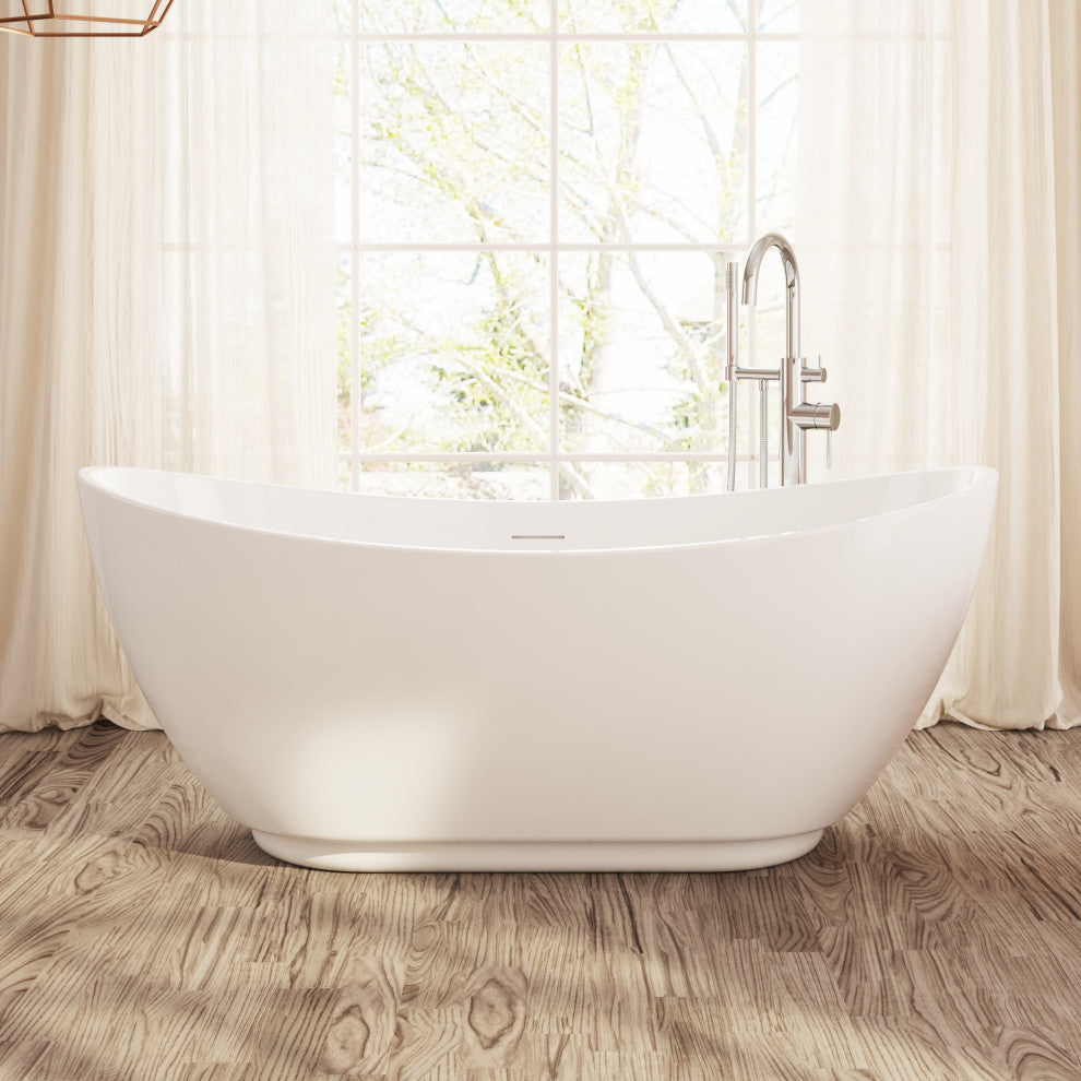 Perlato Roma Freestanding Soaking Tub, White, 62"