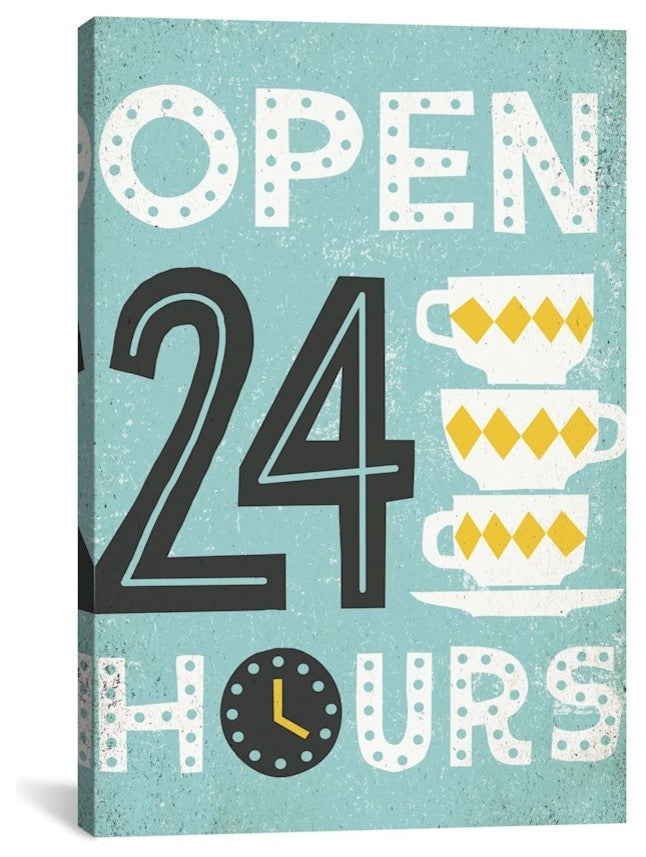 iCanvas "Retro Diner Open 24 Hours I" Michael Mullan Wall Art, 40"x60"