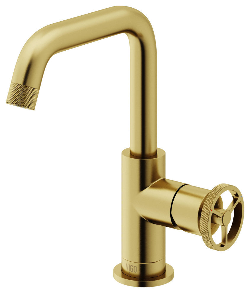 VIGO Cass 9" H Single Handle Single Hole Bathroom Faucet, Matte Brushed Gold, Without Extras