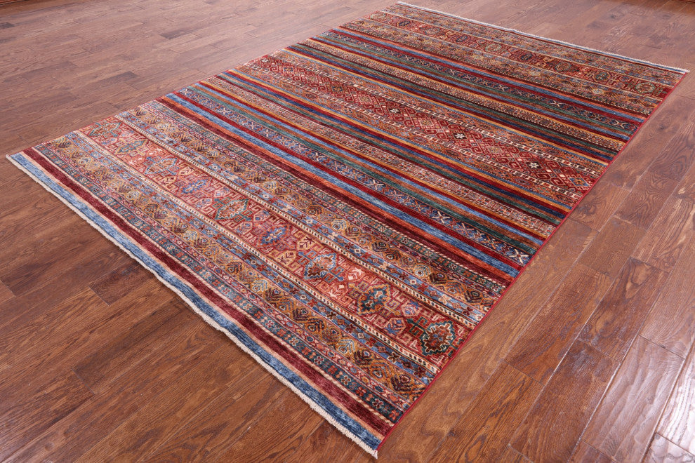 6' 7" X 9' 6" Super Kazak Khorjin Hand Knotted Rug Q5509