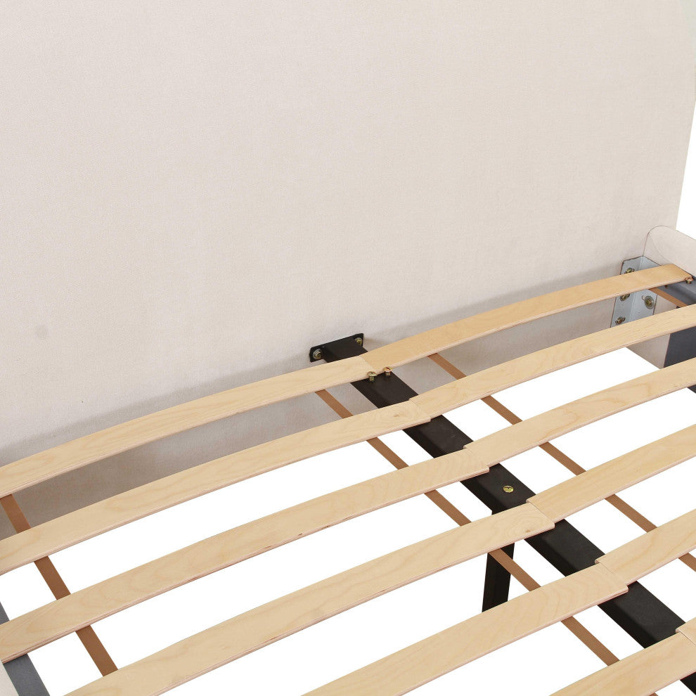 Bara Cream Textured Velvet Bed, Queen