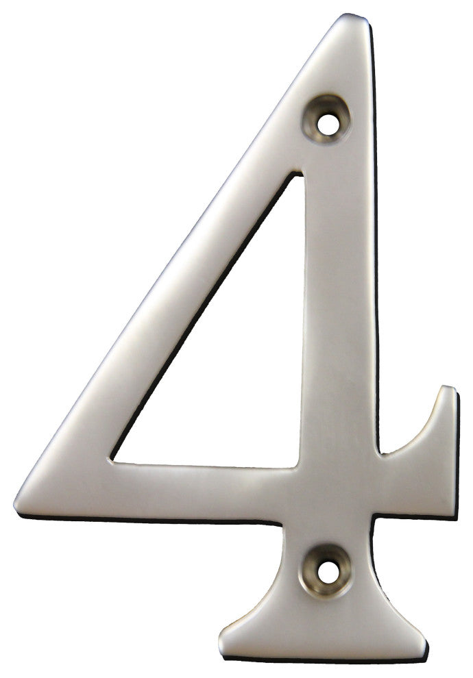RCH Hardware Brass Modern Curvy House Number, 4-Inch, Various Finishes, Satin Ch