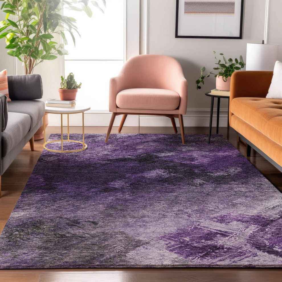 Premium Machine Washable Mayfield AMF590 Purple 5' x 7'6" Rug
