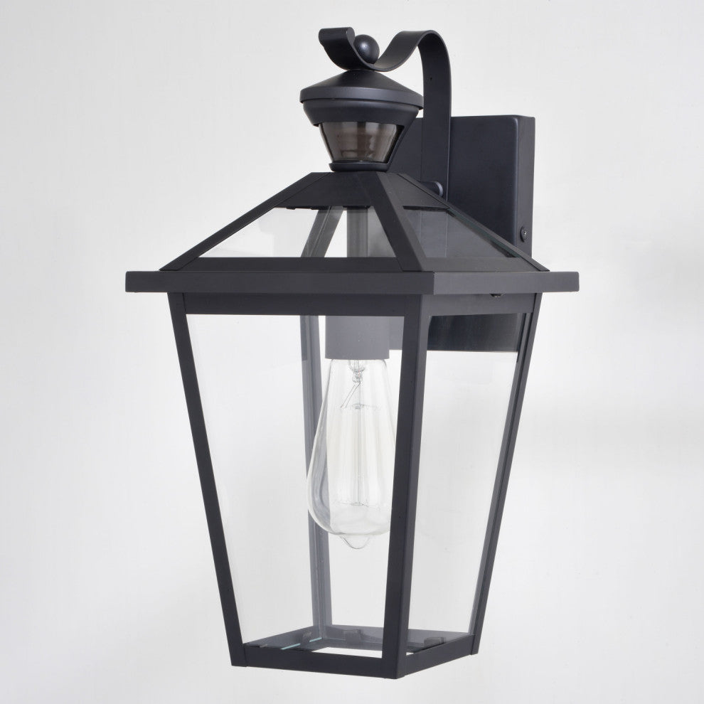 Derby 1 Light Matte Black Motion Sensor Dusk to Dawn Outdoor Wall Lantern