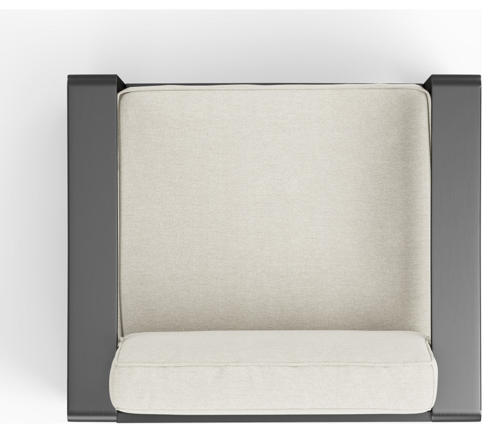Gadd Outdoor Aluminum Club Chair with Cushions, Black/Beige, Set of 2
