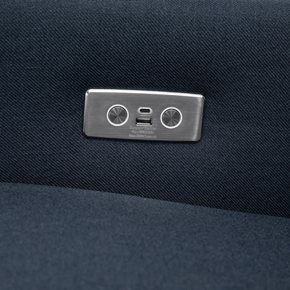 Kiwi Electronic Recliner and Swivel Glider With USB port, Performance Navy Eco-Twill