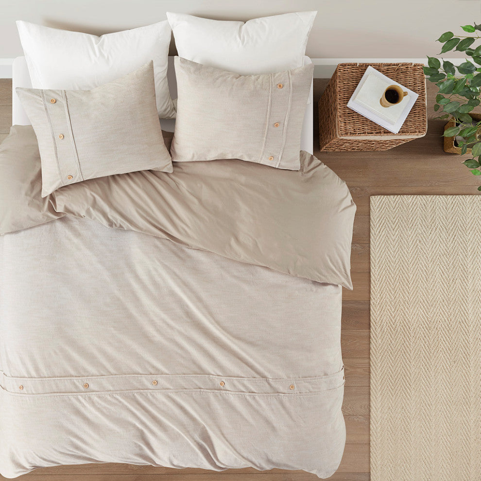 Clean Spaces Dover 3 Piece Organic Cotton Oversized Duvet Cover Set