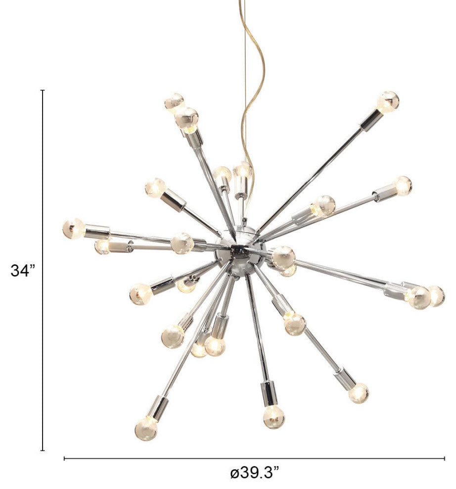 Pendant Ceiling Light Fixture, Steel Metal, Chrome, Kitchen Lounge Cafe Bistro