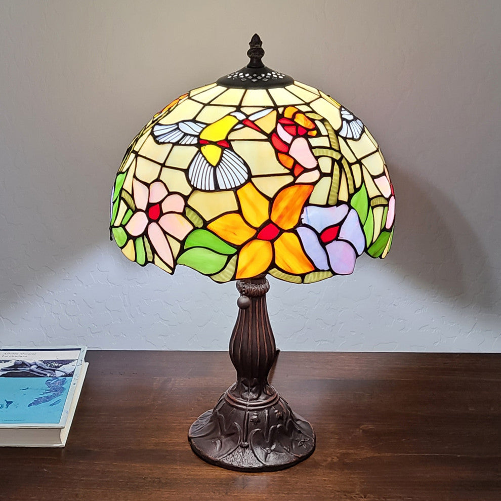 Tiffany Style Hummingbirds Table Lamp 18" Tall